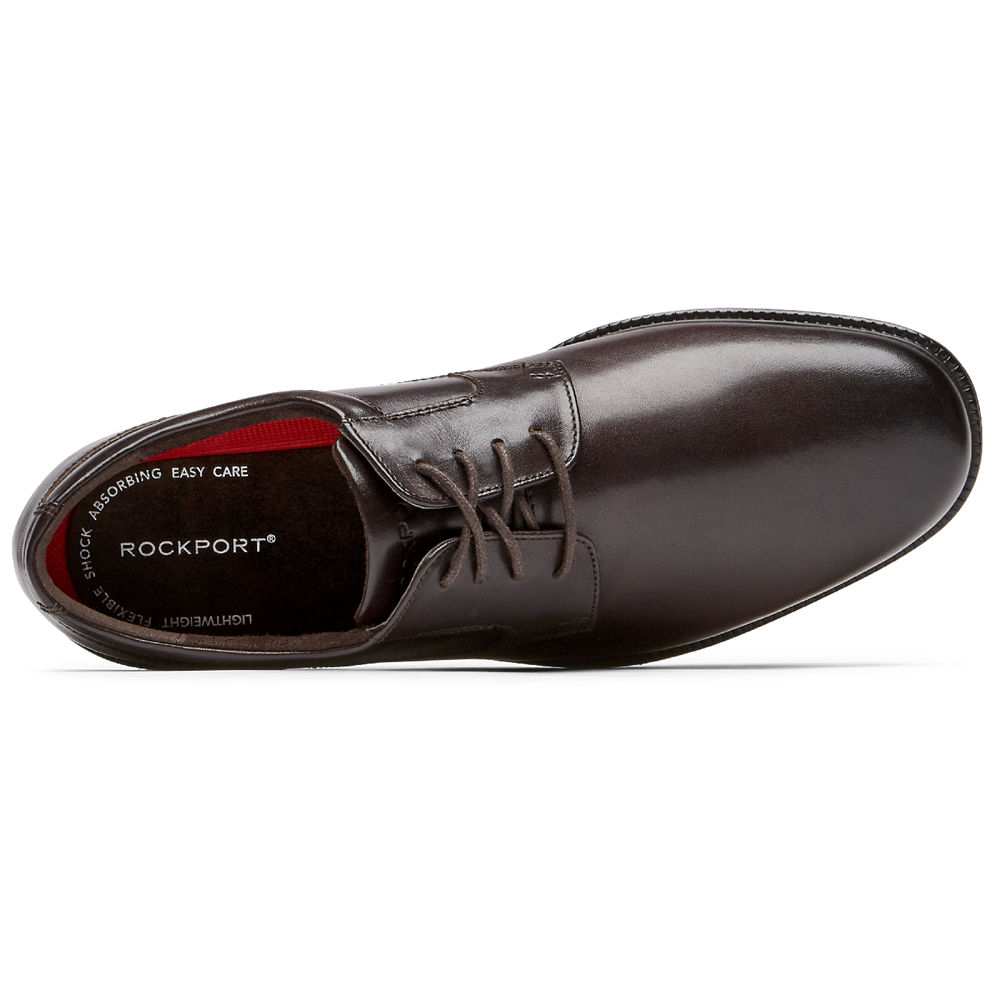 Rockport Singapore Mens Oxfords - Charles Road Plain Toe Dark Brown - NV9416532